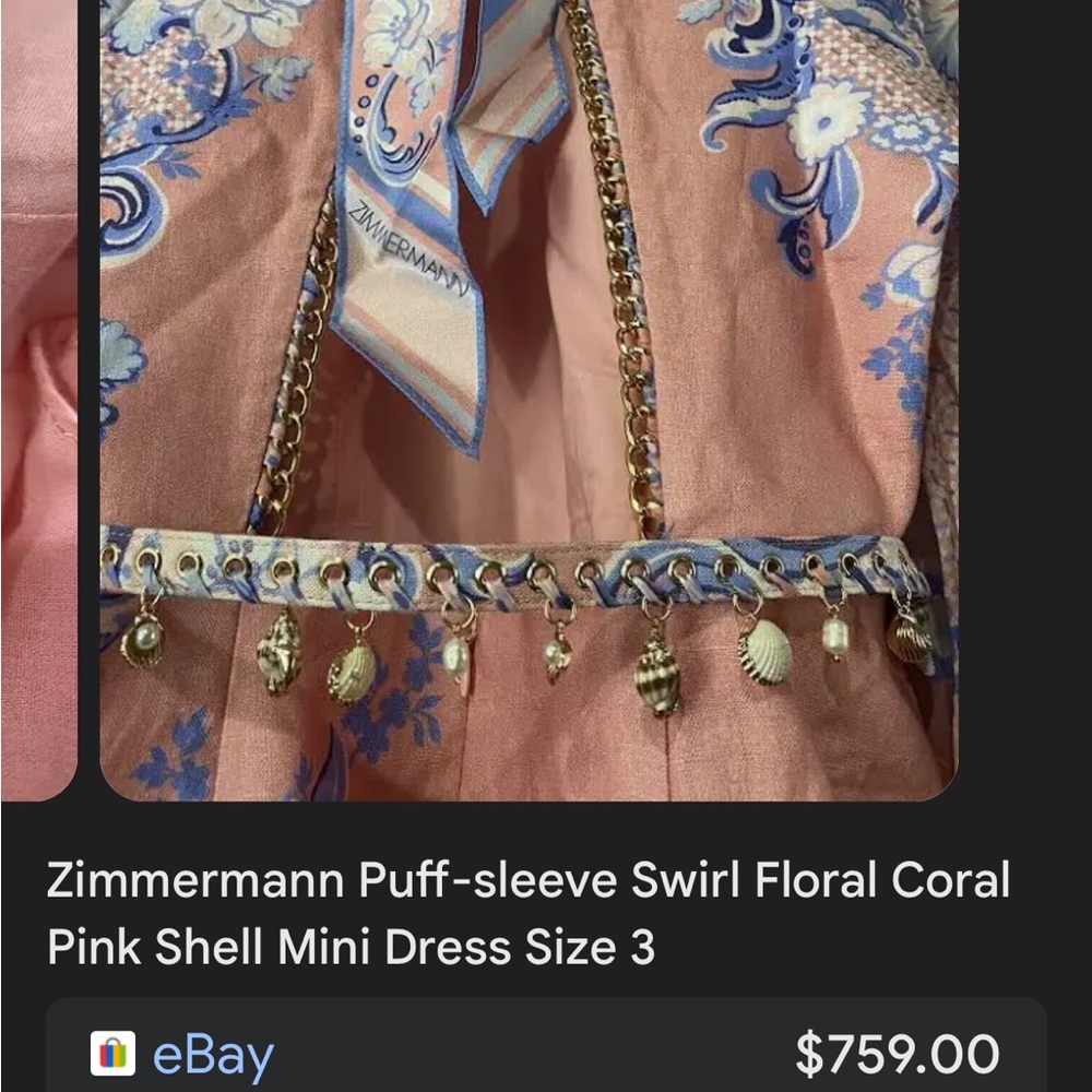 🔴sold🔴Zimmermann midi dress with long sleeves a skinny belt with fancy seashells - Picture 11 of 13